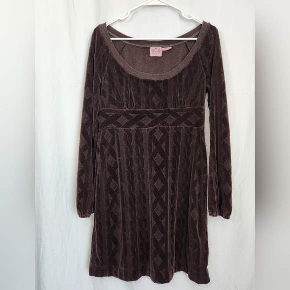 Juicy Couture Dark Brown Empire Waist Velour Dress, Size S, Excellent Condition - Picture 14 of 15
